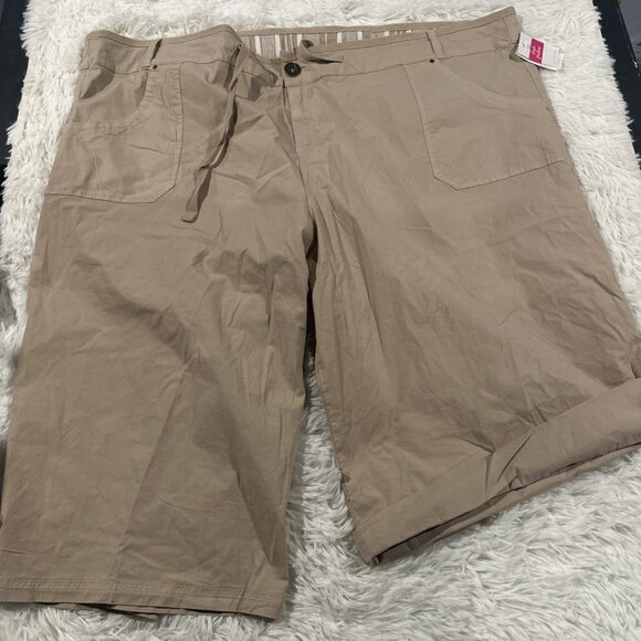 Fresh Produce womens NWT 3X beige adjustable peddle pushers - Picture 1 of 14